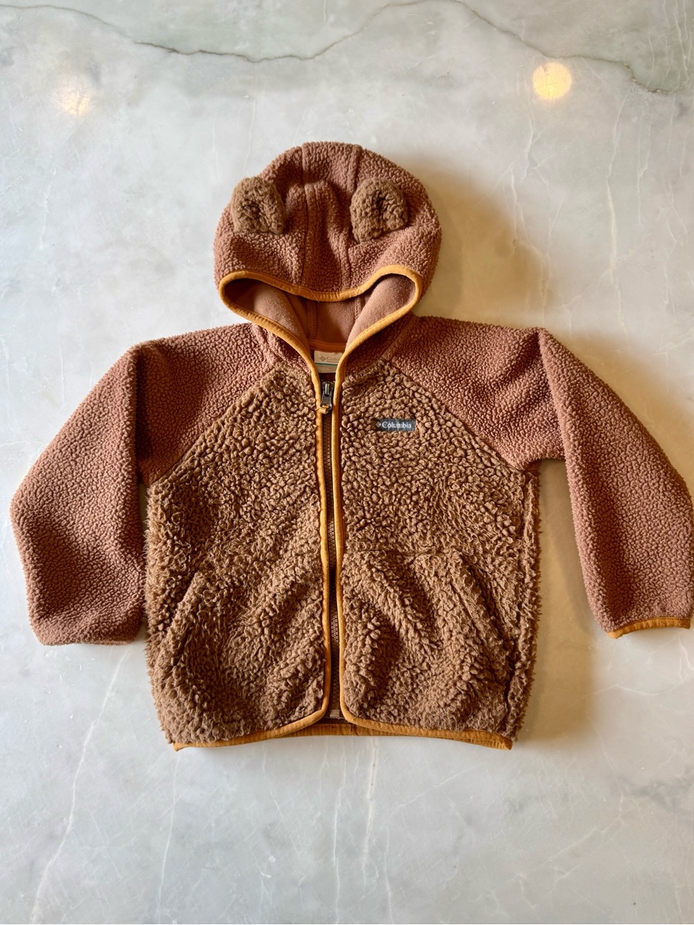 Columbia Kids' Brown Sherpa Zip Fleece Hoodie with Ears 3T
